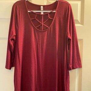 Zenana Premium Tunic Dress with Webbing 1X